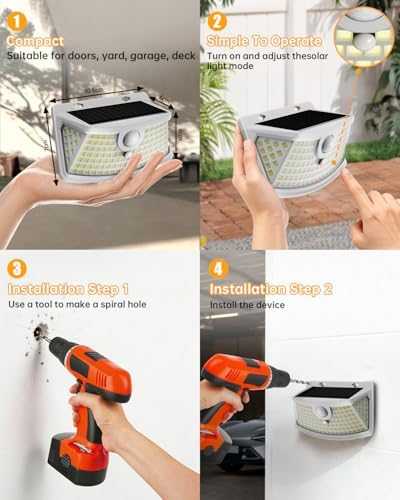 Aootek Solar Motion Sensor Lights Outdoor 120 LEDs, 2 Pack - Image 6