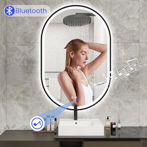 STARLEAD 24"x36" Black Frameless Oval LED Bathroom Mirror - Image 3