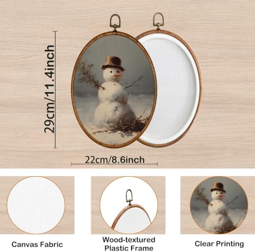 KSDUT Vintage Snowman Winter Oval Wall Art 8.6"x11.4" - Image 7