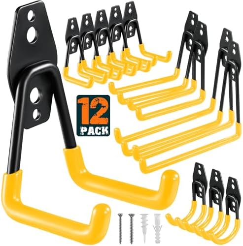 HUPBIPY 12 Pack Garage Hooks Heavy Duty, Wall Mount Ladder Hooks by HUPBIPY
