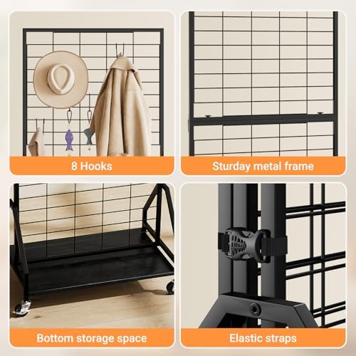 ELYKEN 2 Pack Foldable Grid Wall Panels, 5.7 x 2 FT Gridwall Display Rack - Image 5