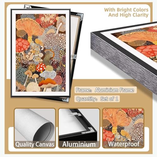 Abstract Mushroom Poster Vintage Japanese Fungi Canvas Wall Art Modern - Image 2
