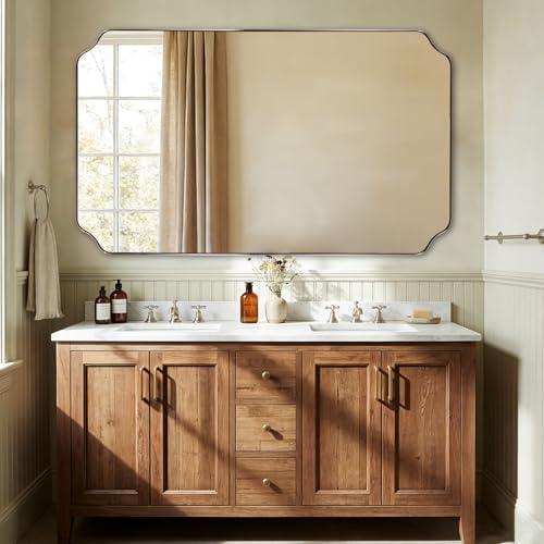 ANDY STAR 36"x60" Large Bathroom Mirror, Brushed Nickel Rectangle Mirror by ANDYSTAR