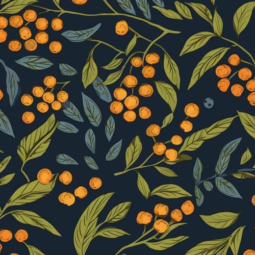 BOKEBEVE Leaf Floral Wallpaper Peel n Stick Boho Blue Orange 17.5 x 787In by BOKEBEVE