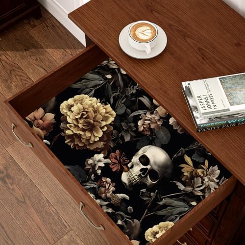 BOKEBEVE Gothic Skull Peel and Stick Wallpaper Vintage Black 17.5 x 393.5In - Image 5