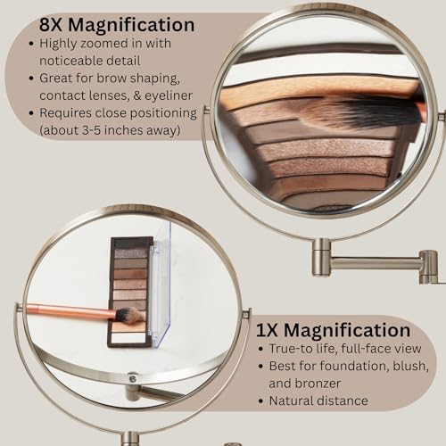 JERDON Wall-Mounted Makeup Mirror - Image 4