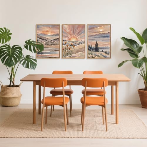CHDITB Boho Sun Canvas Wall Art Set, Sunrise and Sunset Mountain Wall Decor - Image 3