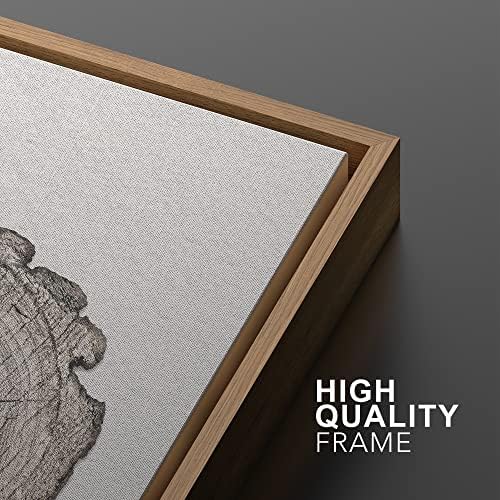 MUDECOR Framed Wall Art Print Set Brown Minimal Wood Ring Tree Closeup Nature - Image 5