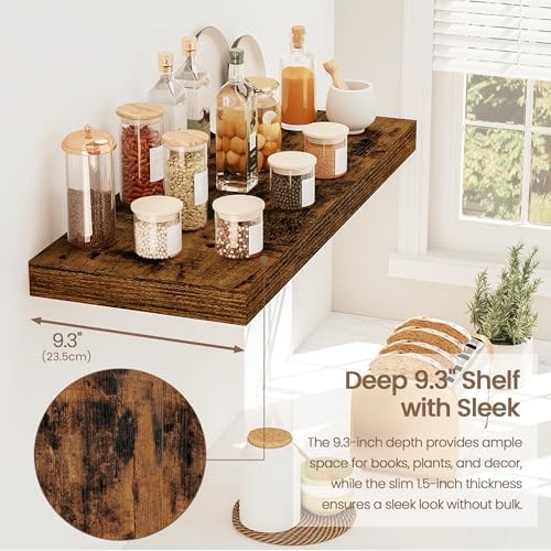 Vivelove Floating Shelves 9 inch Deep 24”Long Set of 2, Rustic Brown - Image 5
