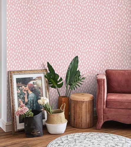 HAOKHOME Peel and Stick Wallpaper Pink White Girly Kids Room 17.3in x32.8ft - Image 3