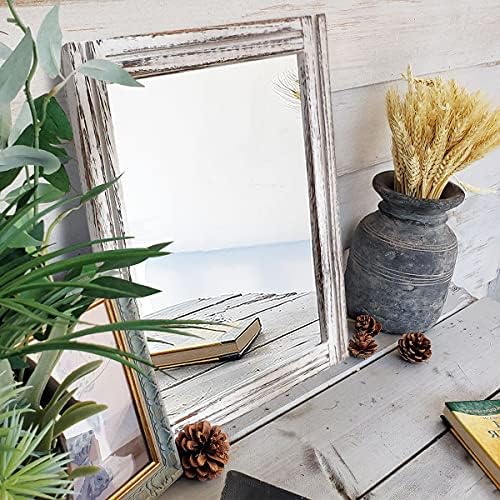 AAZZKANG Rustic Wall Mirror Rectangle Wood Framed Large 20"x16" - Image 6
