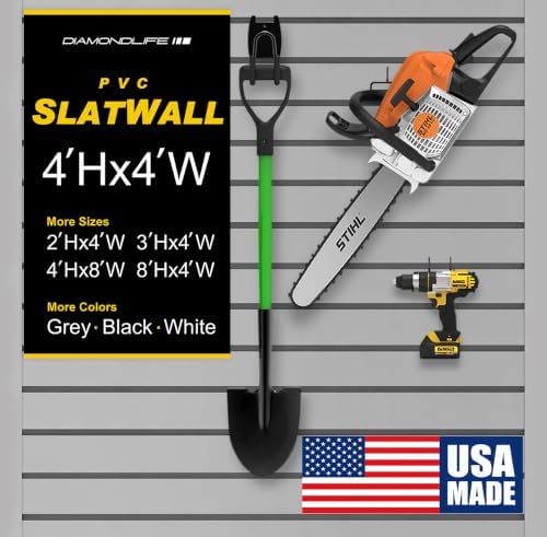 Heavy Duty 4'H X 4'W PVC Garage SlatWall Storage System by DLDIRECT