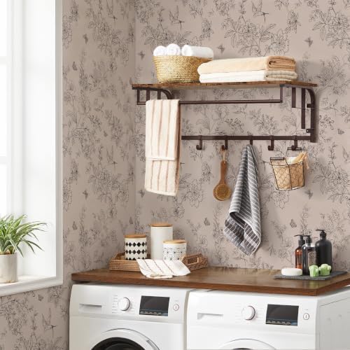 Froluya Brown Floral Peel and Stick Wallpaper Shelf Liner 17.7in×196.8in - Image 3