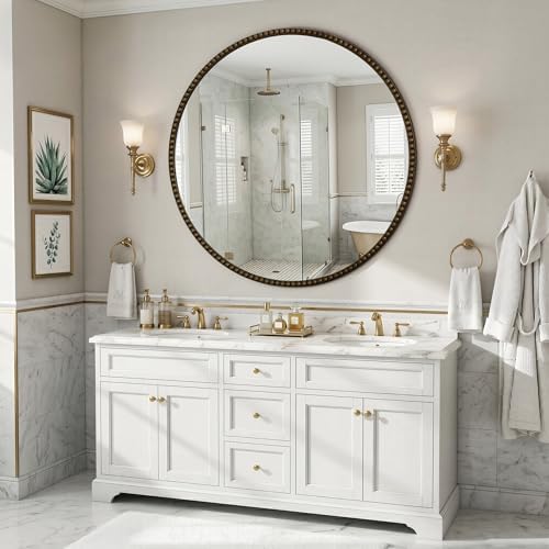 Vintage Round Mirror, 36 Inch Wall-Mounted - Image 3