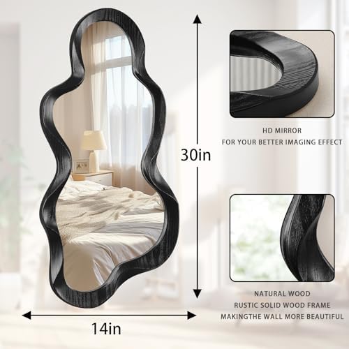 Asymmetrical Mirror Irregular Wall Mirror Modern Wood Frame Unique Mirrors Cute - Image 7