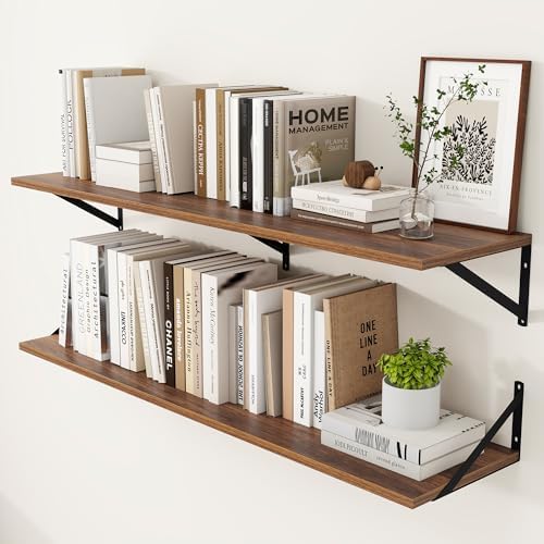 Heimlove 48W x 12D Deep Floating Shelves Set of 2 Walnut by Heimlove