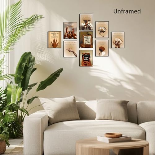 XIANGRUI Black Girl Wall Art Set of 9, Christian Inspirational Bible Verse - Image 2