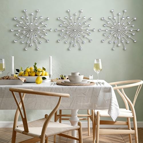 ZEXUIRU 3 Set Silver Starburst Wall Art - Image 2