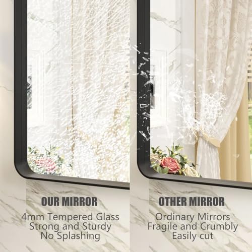 40x30 Black Bathroom Mirror Matte Framed - Image 3