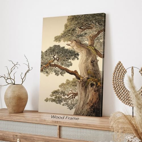 Vintage Japanese Pine Tree Framed Wall Art Oriental Asian Tree Canvas Posters - Image 7