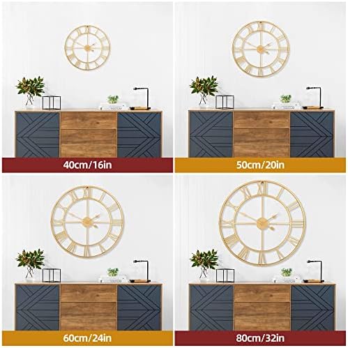 1st owned Large Wall Clock Metal Retro Roman Numeral Clock, Modern Round Wall - Image 4