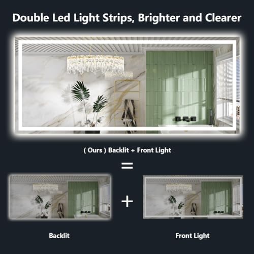 88x38 LED Bathroom Mirror with Lights, Lighted Vanity Mirror - Image 2