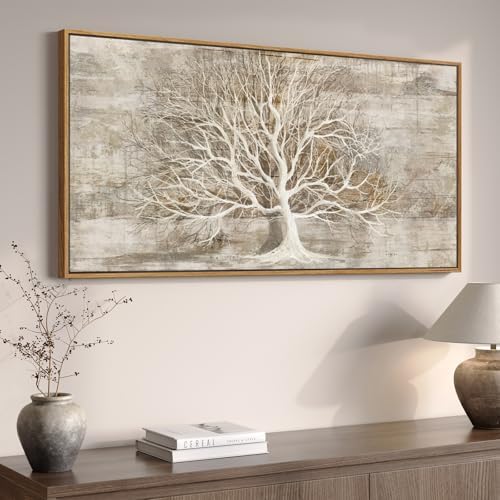 Large Framed Neutral Tree of Life Wall Art - Image 2