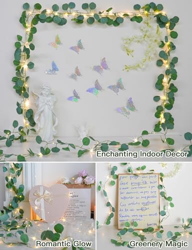 suddus 33FT Eucalyptus Garland String Lights Battery Operated Copper Wire - Image 3