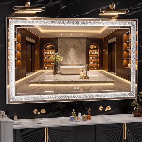 59" x 35" LED Diamond Wall Mirror, Dim & Anti-Fog by WinniceMirrors