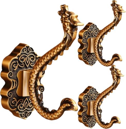 3 Pack Vintage Dragon Metal Wall Hooks Heavy Duty Aluminum Alloy Coat Hooks by Stylitzy