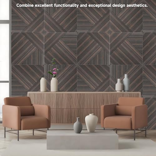 TO-TH Sound Absorbing Panels Peel and Stick Wall Panel 6Pack, Rustic Walnut - Image 5
