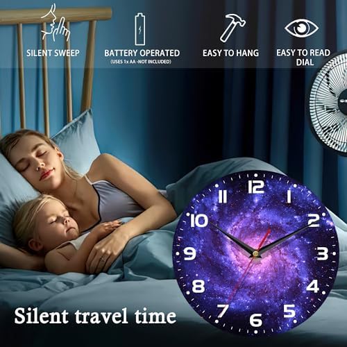 Wall Clock, 10 Inch Silent Non-Ticking Home Kitchen Decor, Battery Operated - Image 5