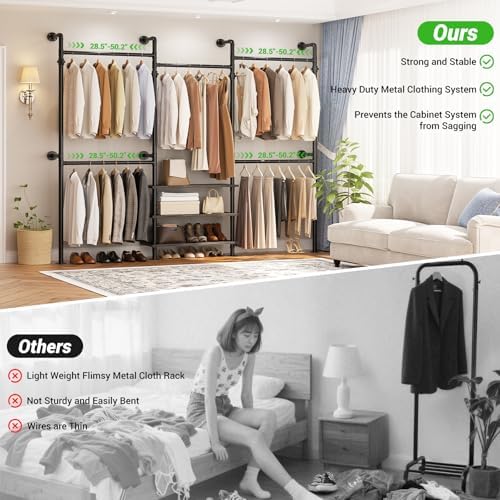 Aheaplus Expandable Industrial Pipe Clothing Rack, 7.3-10.9Ft Closet System - Image 5