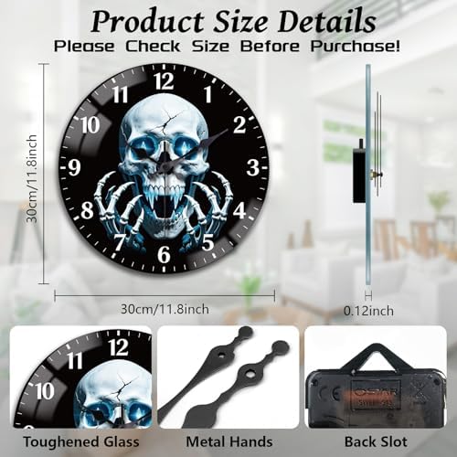 peacoblue Cool Skull Wall Clocks Battery Operated - Image 2