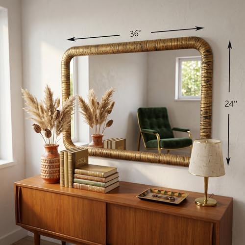 ARTPULSE 24x36 inch Vintage Farmhouse Rectangle Wall Mirror - Image 3
