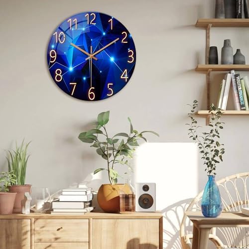 Blue Wall Clocks Battery Operated 12 Inch Glass Clock - Image 4