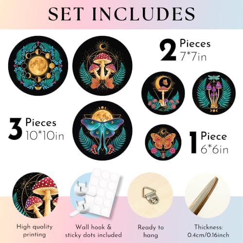 Halloween Mushroom Wall Decor, Gothic Moon Phases Wall Art, Witchy Decor - Image 2