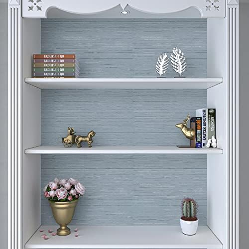 VaryPaper Blue Grasscloth Peel and Stick Wallpaper Textured Faux Grasscloth - Image 2