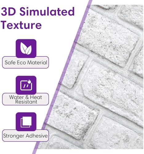 3D Peel and Stick Faux Brick Wall Panels 11.8" x 11.8" 10-Pack - Image 4