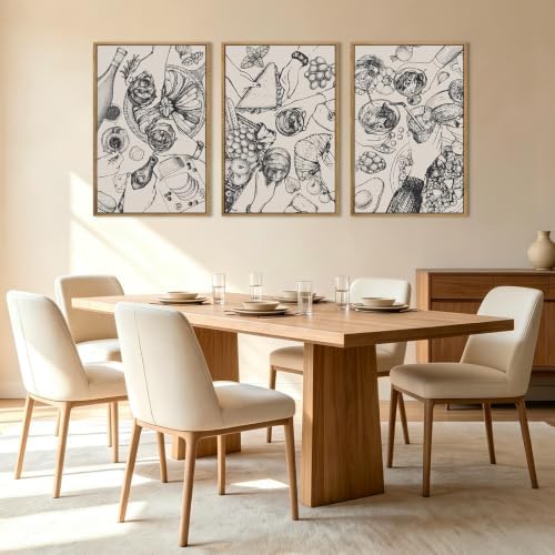 BINCUE Framed Food Wood Wall Art Set of Three Modern Cheers Kitchen Wall Decor - Image 3