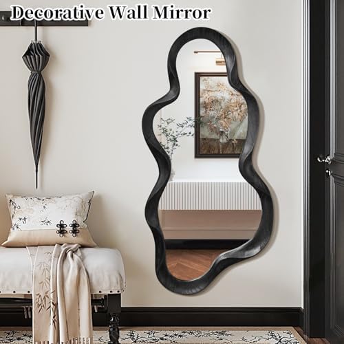 Irregular Wooden Fram Wall Mirror Modern Asymmetrical Cloud Hanging Mirror - Image 3