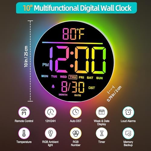 Maxstar 10" Large Digital Wall Clock - Image 2