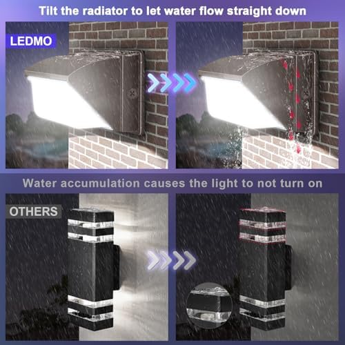 ledmo 120W LED Wall Pack Light Outdoor 6 Pack Exterior Commercial Lighting - Image 5
