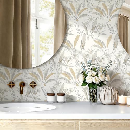 Beige Floral Peel and Stick Contact Paper Boho 17.32" x 118.11" - Image 4