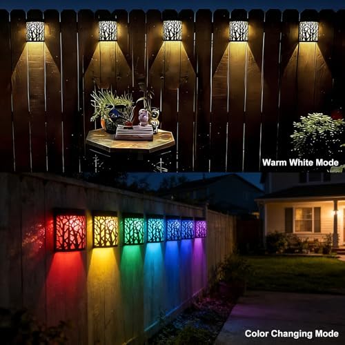 DenicMic Solar Wall Lights Outdoor Wall Sconce Fence Lights Solar Powered - Image 3