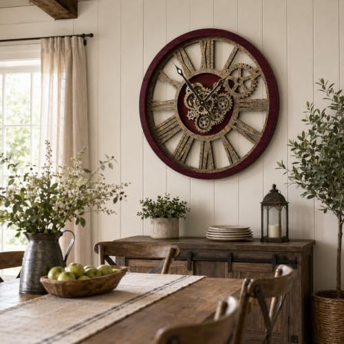 The B-Style Large Wall Clock 36 inch Moving Gear Wall Clock Oversized Vintage - Image 4