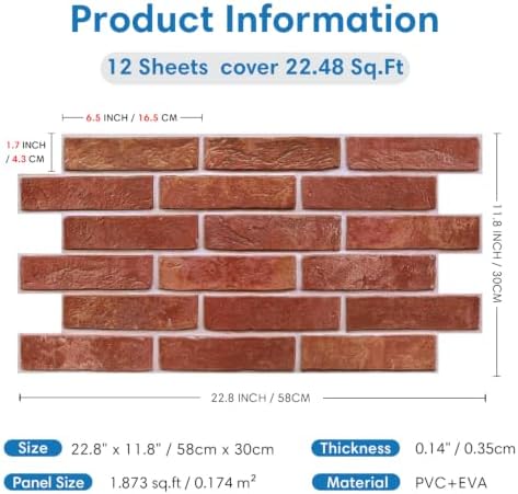 COMSTICKC 3D Faux Brick Wall Panels Peel and Stick Decorative Tiles Sticker - Image 5