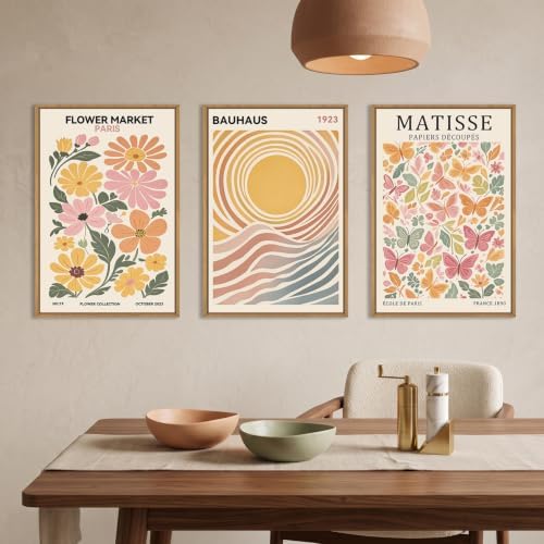 Boho Matisse Floral Framed Canvas Wall Art Set -24"x36"x3 - Image 3