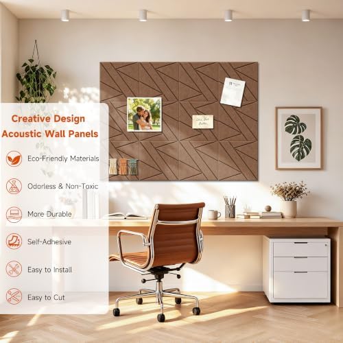 TO-TH Acoustic Panels Peel and Stick Sound Proof Panel 12 Pack, Dark Brown - Image 4