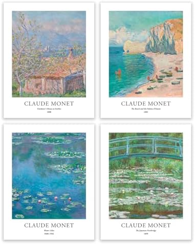EVOLE HOME - Claude Monet Giclée Art Print Set of 4 Unframed 11x14 Inch by Gicl%C3%A9eArtPrints